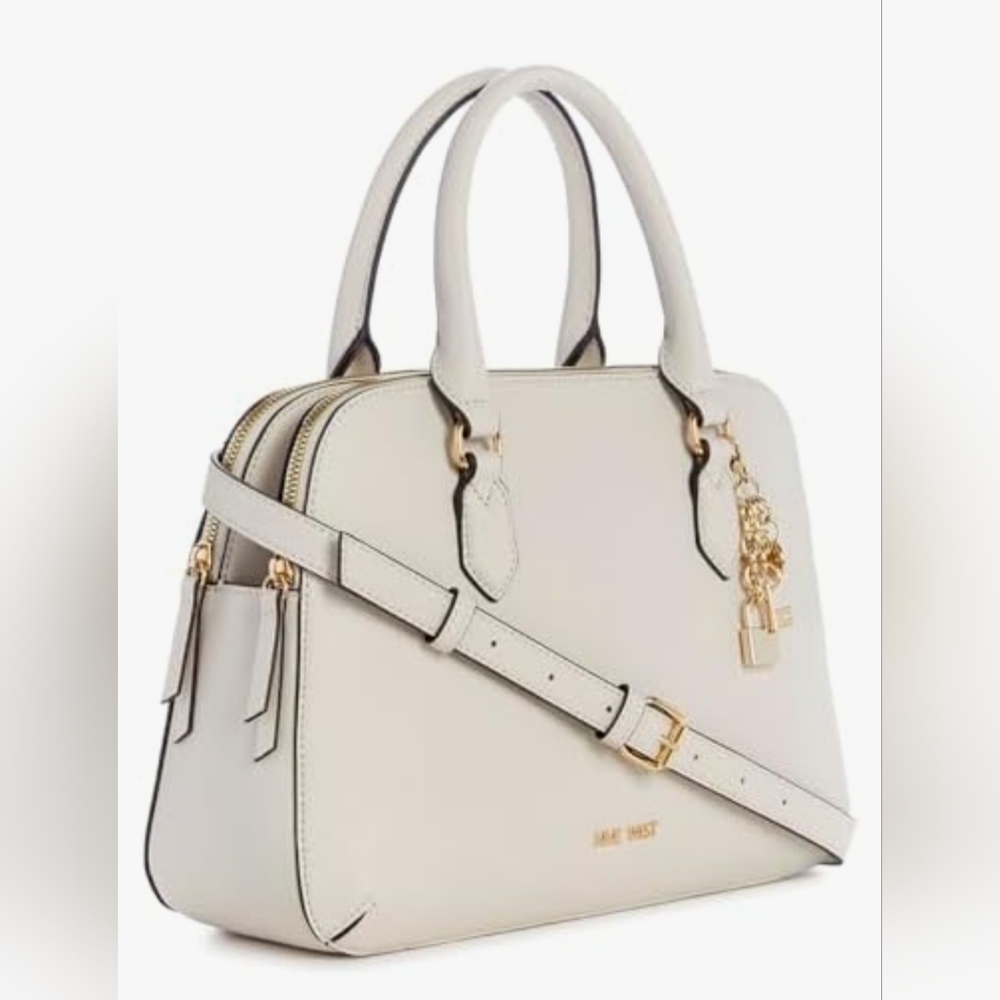LIKE NEW! Nine West Cibrina Dome Satchel In Milk, Crossbody Strap Included